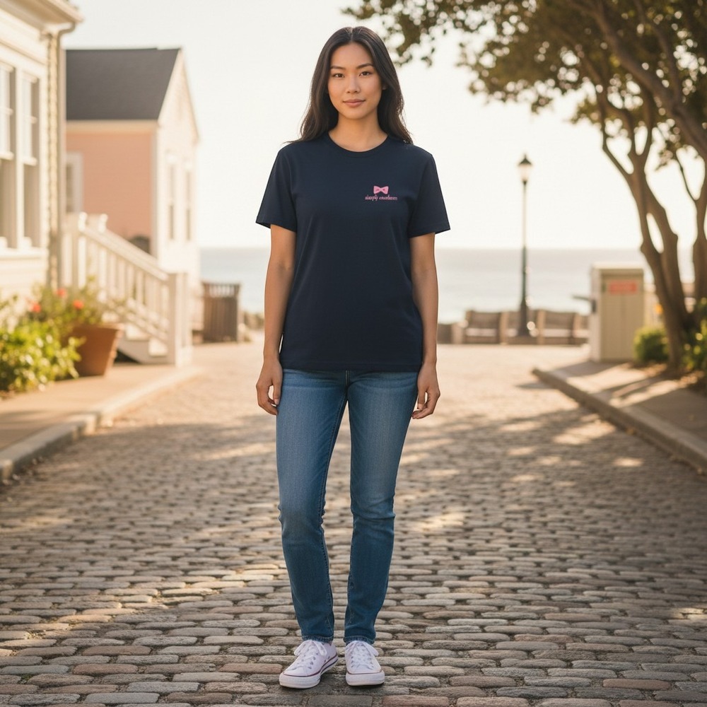 Simply Southern T-Shirt Small Navy Blue Excellent Short Sleeve Floral Bow Logo